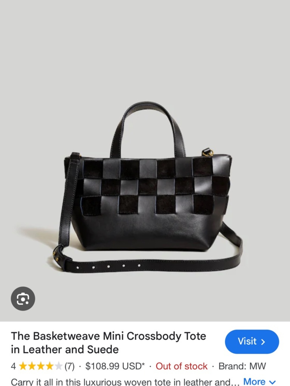 Madewell Black Basketweave Mini Crossbody Tote